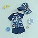 Badeanzug für Babys, Jungen, UV-Schutz, kurzärmelig, Badehose, 3-teiliges Set, Schwimmanzug, Pool, Strand, Haifischblau, 18-24 Monate
