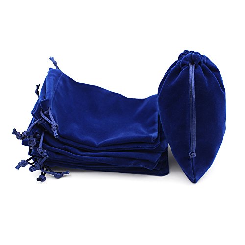 10 pochettes à bijoux en velours épais avec un cordon, bleu marine, 10*12cm/4x5" Cover
