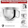 6QT Stainless Steel Mixer Bowl for Kitchenaid Stand Mixers, Kitchen Aid Mixing Bowl for 6QT Lift Mixer with Handle