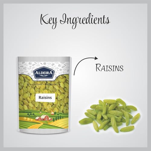 Image of ALDEIRA Premium Seedless Green Raisins 400g | Natural Kishmish | High Fiber Dry Fruits | Rich in Antioxidants & Vitamins | Healthy Snack for Daily Use