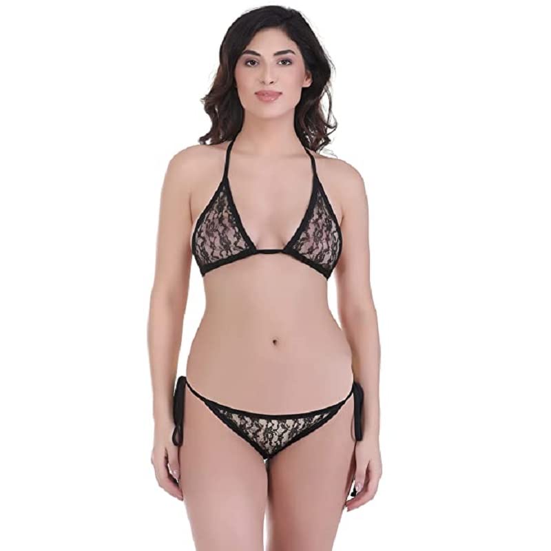 Women Bra Panty Set Lace Push Up Underwired Solid Lingerie Set Bikini Set for Women Lingerie-image-40