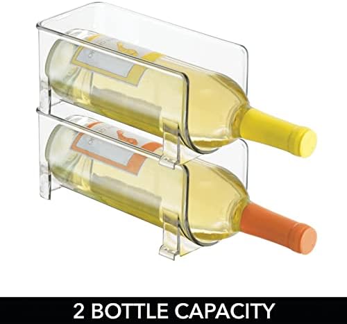 mDesign Bottle Rack - Set of 2 Bottles - Crystal Clear Storage for Wine Bottles - Modern Wine Cellar Extends Wine and Cork Life - Stackable Wine Racks - 4 Bottles Each - Transparent/Clear