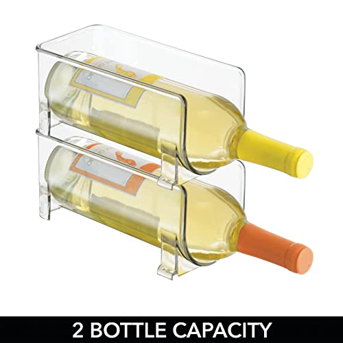 Mdesign Plastic Free-Standing Wine Set Rack Storage Organizer For Kitchen Countertops, Pantry Cabinet, Fridge Organization - Holds Water Bottle And Alcohol Bottles - 2 Pack - Clear #TOP5