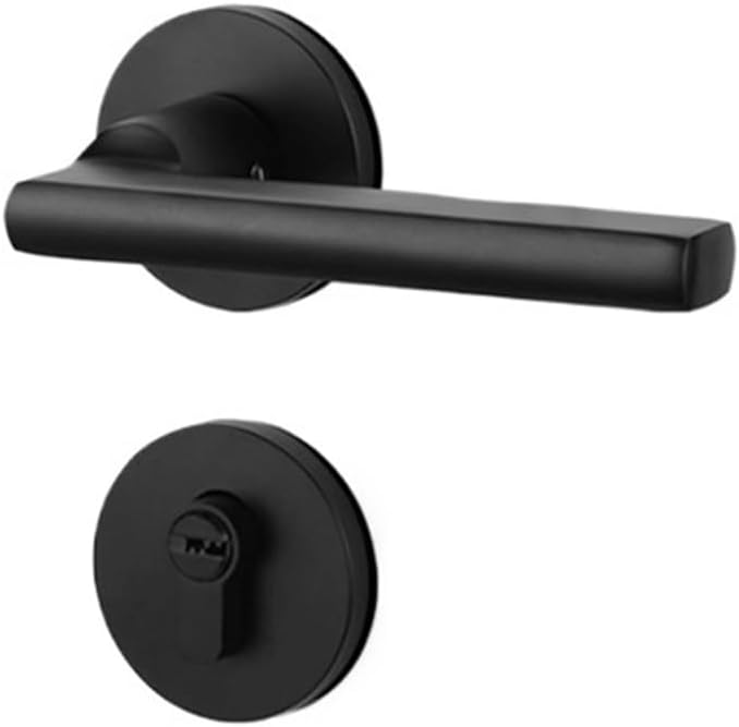 Bedroom Silent Room Door Lock Black Handle Household Door Lock Magnetic Wooden Door Handle Split Lock Indoor Door Lock(Sand Black CH06 70 Alumina)