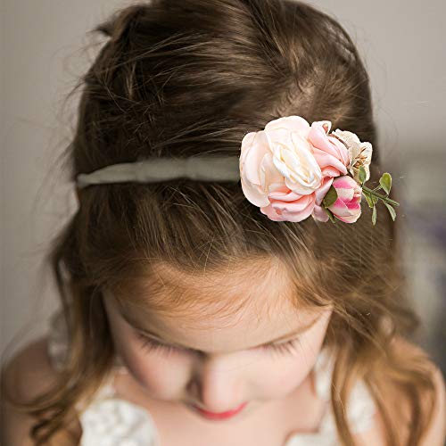 Cherrboll 4Pcs Baby Girl Headbands Flowers, Super Soft & Stretchy Nylon Floral Hairbands For Newborn Toddler #TOP2
