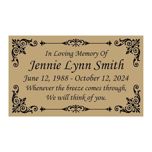 NWA Beautifully Engraved Memorial Plaque, Remembrance Plate, Name Plate in Multiple Colors and Sizes