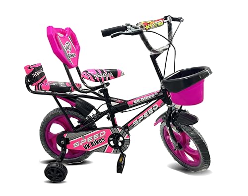 Image of Kids Cycle 14T with Training Wheels Double Gaddi (90% Assembled) for Boys and Girls (Pink)