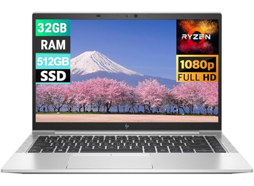 HP EliteBook 845 G7 Business Laptop Computer, 14" FHD(1920x1080), AMD Ryzen 5 Pro-4650, 32 GB RAM, 512 GB SSD, Backlit Keyboard, Wi-Fi, Windows 10 Pro (Renewed)