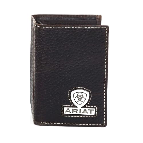ARIAT Trifold Shield Logo Concho Brown Rowdy Wallet