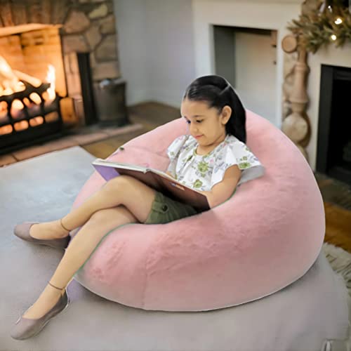 Image of New Beige Design Furry, Bean Bags with Beans Filled, Chair. Premium and Luxurious Fur Bean Bag with thermocol Balls XXXL (Beige)