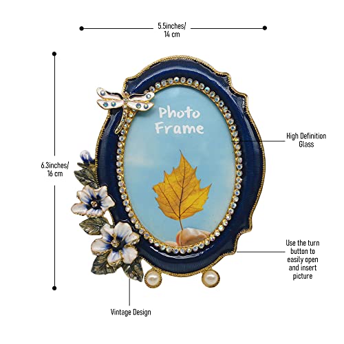 Tricune Floral Picture Frame 3.5X5, Vintage Photo Frame Made Of Metal And High Definition Glass For Table Top Display, Home Decor #TOP2