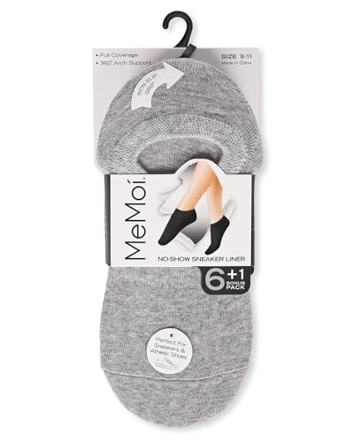 MeMoi Women's 7 Pair Pack Cotton Blend No Show Sneaker Liners2