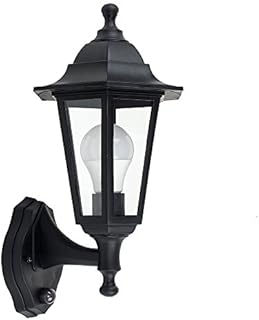 MiniSun Traditional Style Black Outdoor Security PIR Motion Sensor IP44 Rated Wall Light Lantern