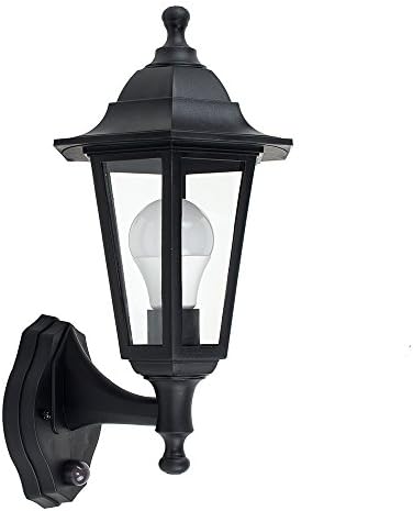 MiniSun | Traditional Style Black Security PIR Motion Sensor Wall Light | Outdoor Wall Lights, Home Décor & Improvement Essential | Mains Wired
