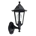 MiniSun | Traditional Style Black Security PIR Motion Sensor Wall Light | Outdoor Wall Lights, Home Décor & Improvement Essential | Mains Wired