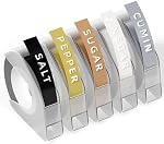 Compatible with Dymo Embossing Label Maker Organizer12965 12966 Office Mate II, 3/8 Inch X 9.8 Feet, (White on Black/Sliver/Gold/Clear/Champagne), Label Maker Refills, 5-Pack