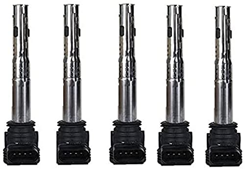 Ena Set Of 5 Ignition Coil Pack Compatible With Volkswagen Beetle Golf Passat Rabbit 2.5L L5 Replacement For 07K905715A Uf575 #TOP29