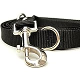 Leisegrün Hundeleine 3m aus Nylon – verstellbare Führleine mit 2 Karabinern für kleine & mittelgroße Hunde – Schwarz (Modell Kenmare, 180 g)