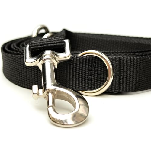 Leisegrün Hundeleine 3m aus Nylon – verstellbare Führleine mit 2 Karabinern für kleine & mittelgroße Hunde – Schwarz (Modell Kenmare, 180 g)
