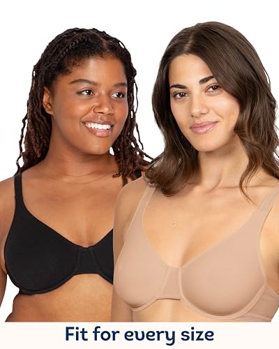 Image of Fruit of the Loom Women's Unlined Underwire Bra - Cotton & Spandex Blend for Natural Shape and Flexibility