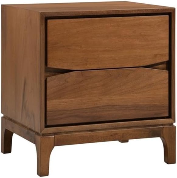 New Spec Monte Rosa 2 Drawer Wood Night Stand in Walnut
