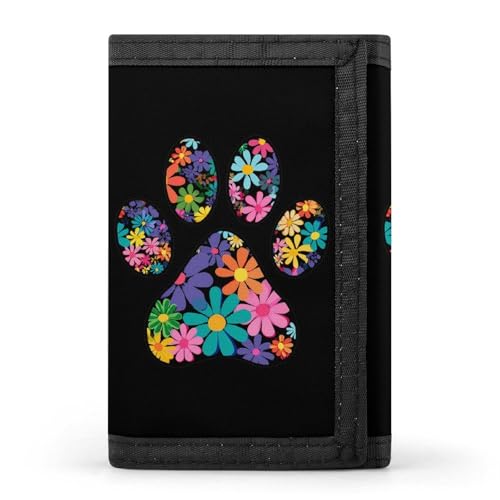 Dog Paw Print Trifold Wallet Slim Credit Card Holder Polyester Front Pocket Wallet Fashion Purse Gifts