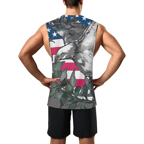 Image of Zhyaj Summer Tanks Top for Men Flag Graphic Print Sleeveless Shirts Casual Working Out Vest T-Shirts Loose-Fit Men's Tank