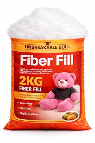 Image of Unbreakable Bull Soft Fiber 2kg | Racron Polyester Fibre 2 Kg Synthetic Cotton Filling for Cushion, Pillow, Teddy Bear, Toy Stuffing