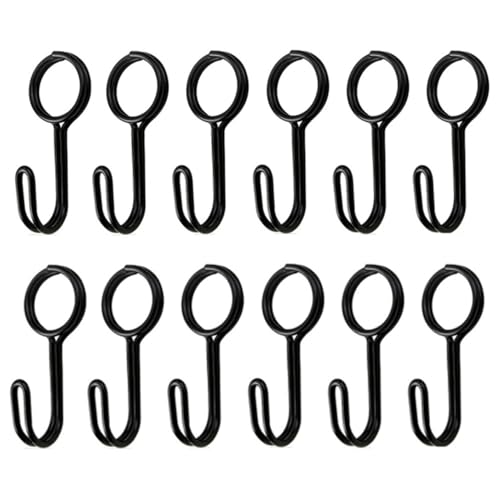 Wanfoou Lot de 12 crochets en spirale noirs avec œillet - Crochets universels - Pour remorque, bâche, bateau, moto, vélo - Diamètre intérieur : 25 mm