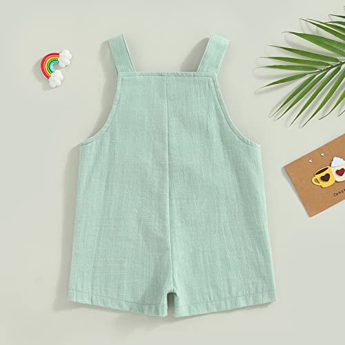 Ursobutegl Newborn Baby Boy Girl Romper Button Suspender Overalls Jumpsuit Sleeveless One Piece Summer Bib Pants Outfit (Green, 12-18 Months) #TOP3