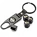 Mitsubishi Ralliart Black Tire Stem Valve Caps and Black Keychain Combo Set