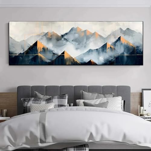 Affiche murale paysage montagne abstraite déco salon cadre 40x120cm