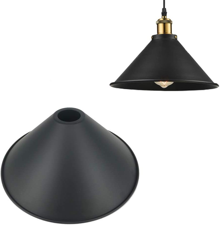 11.8'' Industrial Vintage Metal Bulb Guard Iron Cone Hanging Ceiling Pendant Light Holder Decorative Lamp Shade (Decorative Ring Not Included)