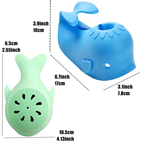 Bath Spout Cover, Faucet Cover Bathtub Baby Whale Spout Cover Soft And Safety For Kids, Silicone Whale Bathtub Spout Cover For Baby Toddlers Safety Protection + Whale Baby Bath Brush, Green #TOP5