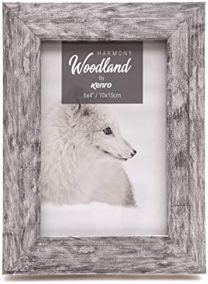 Kenro Harmony Woodland Silver Grey Rustic Wood Effect Photo Frame 6x4 / 10x15cm - HW1015GY