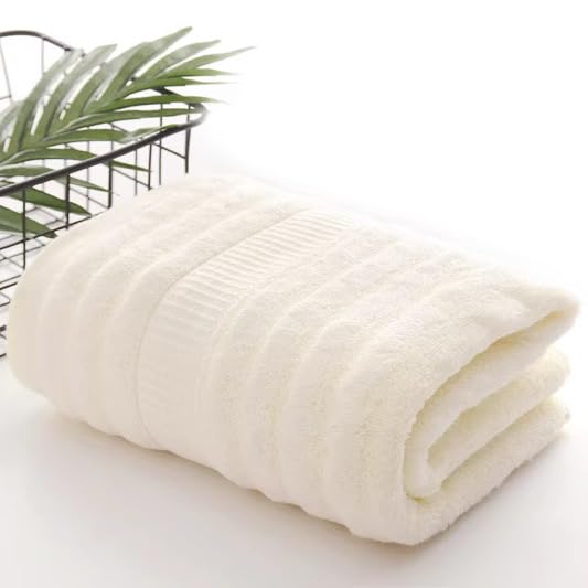 Organic Bamboo Cotton Towels - Set of 2 - Bath Towel (70x140cm) and Hand Towel (34x75cm) - Absorbent and Quick Dry - Super Soft Premium Quality Towel for Everyday Ecologically Minded Luxury