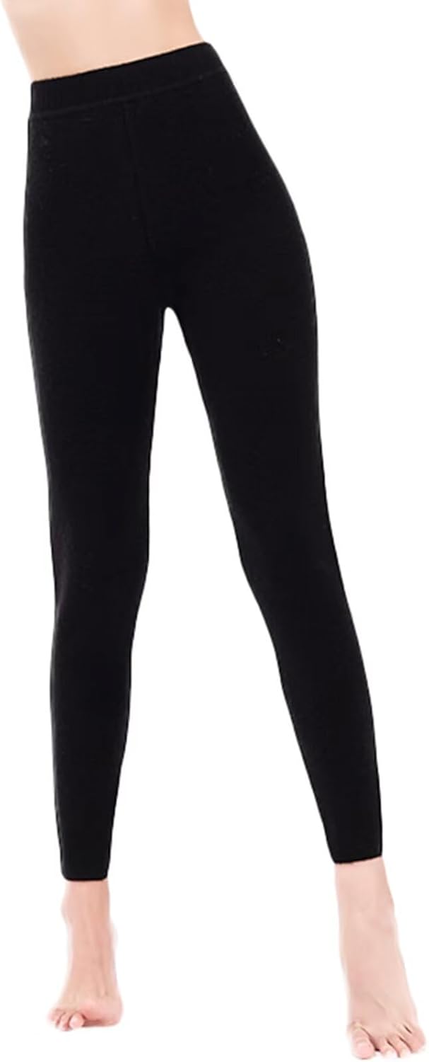 HNVAVQ Women 100% Cashmere Leggings Thermal Winter Tights High Waisted Thermal Underwear Bottoms Warm Snow Pants