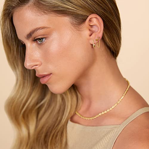 PAVOI 14K Gold Plated 925 Sterling Silver Posts Pair of Flat Back Stud Earrings for Women | Cartilage Helix Piercing | Heart Moon Snake Smiley Butterfly Yin and Yang North Star Earring2