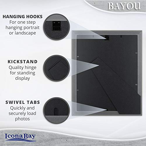 Icona Bay 8X10 Azure Gray Picture Frame, Cape Cod Style 8 X 10 Photo Frame, Table Top Or Wall Mount, Bayou Collection #TOP2