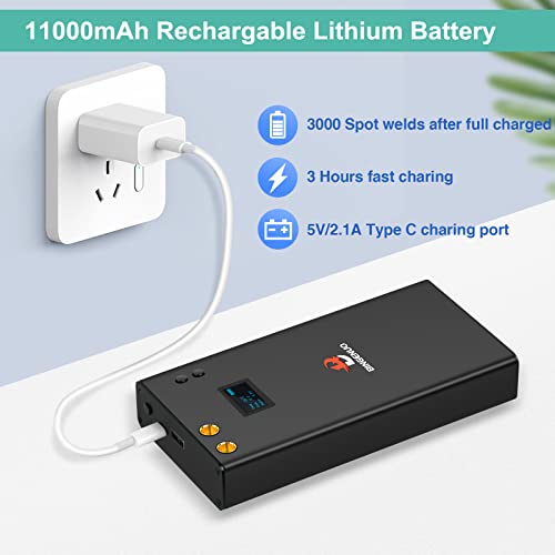 Bingenuo 11000Mah Mini Battery Spot Welder For 18650 With Lcd Screen - 80 Gears Portable Handheld Diy Spot Welding Machine With Type C Charging, Power Bank Function, Nickel Sheet #TOP3