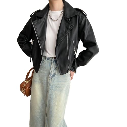 Blazer en similicuir femme noir coupe ajustée confortable taille L