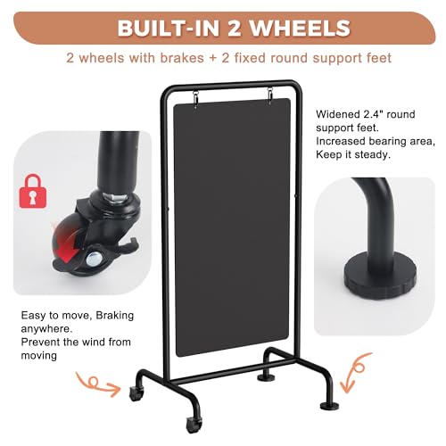 SELEAD Metal Swinging Chalkboard with Wheels - 40" x 20" Double Sided Rolling Sidewalk Chalk Board Easel Sign, Large Outdoor Indoor Menu Message Sandwich Pizarra for Business, Wedding, Cafe by SELEAD - Image 5