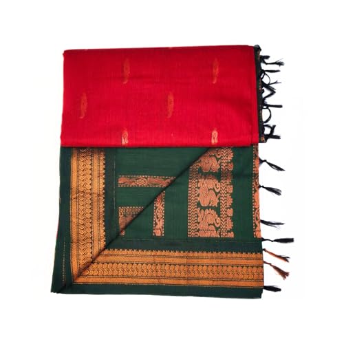 Image of Pure Kalyani Cotton Saree | Zari Border & Blouse Piece - Lata Gadwal Design | Traditional Saree