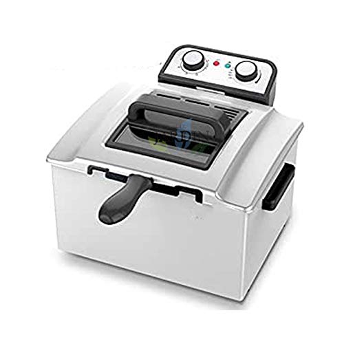 Suministros Infantes Commerciële friteuse 5 liter, vermogen 3000 W, binnenkant met antiaanbaklaag, aanbevolen voor restaurants met 1 grote en 2 kleine mand.