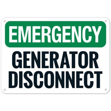 Generator Disconnect OSHA Sign Facility Signs Metal Safety Sign NO.27793 Metal Safety Tin Sign 8x12 Inch - Clear Warning for Home & Business Use