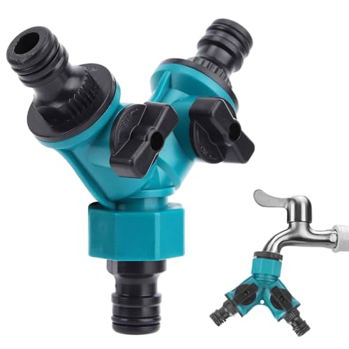 蛇口 ホース 分岐 散水コネクタ 2方向へ自由に分岐 庭など散水用 点滴灌漑/園芸/ガーデン/家庭菜園/家庭農園/水量調整 バルブ付き