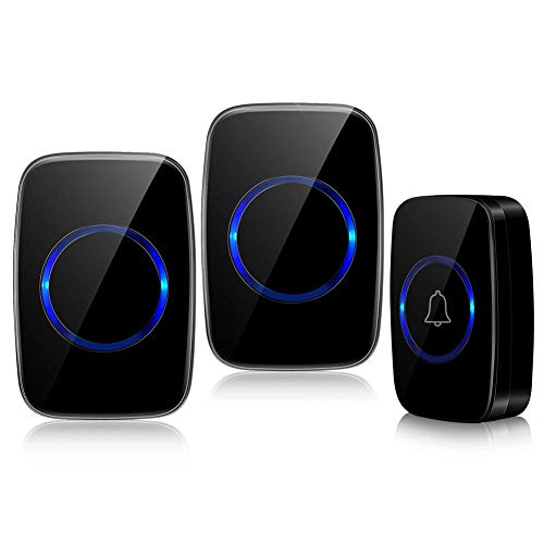 AUNMAS Campainha sem fio, kit de campainha de campainha de porta - 2 receptores de plugue e 1 bateri
