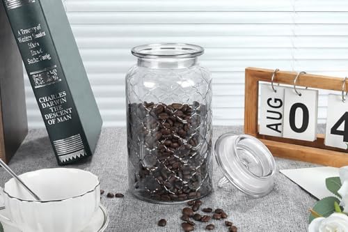 Image of MARTVIA Black Glass Food Storage Jars with Glass Lids 1000 ML Set of 2, Love Heart Handle Lid Jar for Home Kitchen,Flour, Sugar, Coffee, Pasta, Oats, Cookies, Snacks (Love 1000ML Jar, SET OF 2)