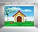 BELECO 7x5ft Fabric Cartoon Pets House Backdrop Doghouse Puppy Dog Cat Party Decorations White Fence Green Grassland Blue Sky Background Pets Theme Party Supplies Banner Birthday Shooting Photo Props