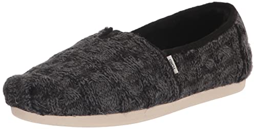 Image of TOMS Womens Alpargata Recycled Cotton Canvas inch Loafer Flat, Black Knit, 6 US